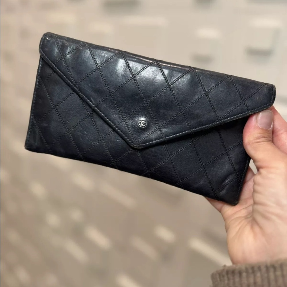 Chanel Black Quilted Leather Wallet